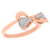 10K Rose Gold Diamond Bow Ring Ladies Right Hand Statement Band 0.13 CT.