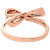 10K Rose Gold Diamond Bow Ring Ladies Right Hand Statement Band 0.13 CT.