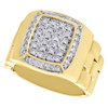 10K Yellow Gold Diamond Pinky Ring Mens Flexible Step Shank Tier Band 0.80 ct.