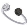 10K White Gold Black Diamond Domed Open Top Ladies Right Hand Ring 0.33 Ct.