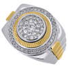 Diamond Fashion Pinky Ring Mens 10K Two Tone Gold Fluted Bezel Round Cut 1.06 Ct