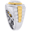 Diamond Fashion Pinky Ring Mens 10K Two Tone Gold Fluted Bezel Round Cut 1.06 Ct