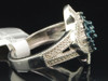 10k White Gold Blue Round Cut Diamond Clover Design Fashion Cocktail Ring .75 Ct