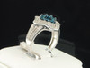 10k White Gold Blue Round Cut Diamond Clover Design Fashion Cocktail Ring .75 Ct