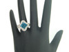 10k White Gold Blue Round Cut Diamond Clover Design Fashion Cocktail Ring .75 Ct