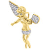 Diamond Angel Pendant 10K Yellow Gold Round Pave Charm 0.40 CT.