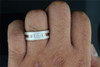 Mens 10K White Gold 5 Stone Round Diamond Wedding Band Ring Hammered Top .53 ct.