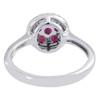 Diamond Genuine Red Ruby Cocktail Ring 14K White Gold Circle Design 0.68 Tcw.