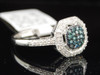 LADIES 10K WHITE GOLD BLUE .25 CT DIAMOND PAVE RING