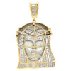 10K Yellow Gold Round Diamond Jesus Face Charm Men's Pendant 2.05" 1.90 Ct.