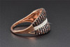 Red Diamond Concave Right Hand Cocktail Ring 10K Rose Gold Round Cut 0.40 Ct