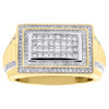 14K Yellow Gold Diamond Wedding Band Mens Princess Cut Fashion Pinky Ring 1 Ct.