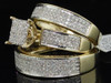 Diamond Trio Set 10k Yellow Gold His & Her Matching Wedding Engagement Ring