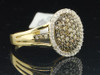 Ladies 10K Yellow Gold Brown Champagne Diamond Engagement Cocktail Fashion Ring