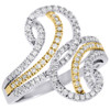 10K Multi Tone Gold Genuine Round Diamond Band Crossover Bypass Ring 0.43 Ct.