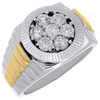 Diamond Fashion Pinky Ring Mens 10K Two Tone Gold Fluted Bezel Round Cut 1.10 Ct