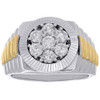 Diamond Fashion Pinky Ring Mens 10K Two Tone Gold Fluted Bezel Round Cut 1.10 Ct