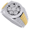 Diamond Fashion Pinky Ring Mens 10K Two Tone Gold Fluted Bezel Round Cut 1.10 Ct