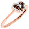 Red Diamond Promise Engagement Fashion Ring Heart Shape 10K Rose Gold 0.10 Ct.