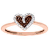 Red Diamond Promise Engagement Fashion Ring Heart Shape 10K Rose Gold 0.10 Ct.