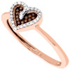 Red Diamond Promise Engagement Fashion Ring Heart Shape 10K Rose Gold 0.10 Ct.