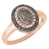 Brown Diamond Cocktail Ring Ladies 10K Rose Gold Oval Halo Fashion Band 0.27 Tcw