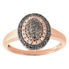 Brown Diamond Cocktail Ring Ladies 10K Rose Gold Oval Halo Fashion Band 0.27 Tcw