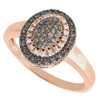 Brown Diamond Cocktail Ring Ladies 10K Rose Gold Oval Halo Fashion Band 0.27 Tcw