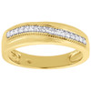 10K Yellow Gold Mens Round Cut Diamond Wedding Band 1 Row Prong Set Ring 0.16 Ct