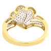 Diamond Heart Cocktail Ring 10K Yellow Gold Round Pave Fashion Band 1/3 Tcw.