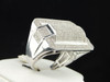 Diamond Square Designer Pinky Ring Mens 925 Sterling Silver Fashion Band .95 Ct.