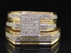 Mens Ladies 10K Yellow Gold 0.45 Ct. Diamond Trio Engagement Bridal Ring Set