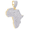 10K Yellow Gold Diamond Africa Continent Outline Map Pendant 1.50" Charm 0.90 CT