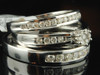 Diamond Trio Set 14K White Gold Round Cut Engagement Ring Wedding Band 3/4 Tcw.