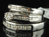 Diamond Trio Set 14K White Gold Round Cut Engagement Ring Wedding Band 3/4 Tcw.