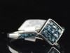 Blue Diamond Square Fashion Right Hand Ring .925 Sterling Silver 0.20 Ct