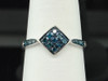 Blue Diamond Square Fashion Right Hand Ring .925 Sterling Silver 0.20 Ct