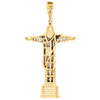 10K Yellow Gold Diamond Christ Redeemer Statue Jesus Pendant 2.15" Charm 1/4 CT.