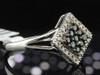 Ladies 10K White Gold Kite Black Diamond Engagement Fashion Cocktail Ring .25 Ct