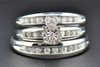 Diamond Trio Set  Engagement Ring Wedding Band Round Cut 10K White Gold 0.45 Ct