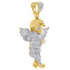 10K Yellow Gold Diamond Pendant 3D Baby Face Mini Praying Angel Charm 0.62 Ct.