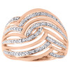 10K Rose Gold Diamond Ladies Swirled Fashion Band Right Hand Ring 0.10 Ct.