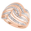 10K Rose Gold Diamond Ladies Swirled Fashion Band Right Hand Ring 0.10 Ct.