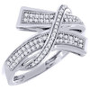 Diamond Split Shank Bypass Ring 10K White Gold Round Cut Fashion Band 0.25 Ct.
