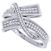 Diamond Split Shank Bypass Ring 10K White Gold Round Cut Fashion Band 0.25 Ct.