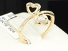 10K LADIES WOMENS YELLOW GOLD DOUBLE HEART DIAMOND ENGAGEMENT RING BRIDAL SET