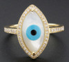 10K Yellow Gold Diamond Fashion Ring Round Cut Evil Eye Good Luck Symbol 0.28 Ct