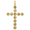 10K Yellow Gold Single Row Diamond Halo Cross Pendant 1.90" Mens Charm 1 Ct.