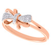 10K Rose Gold Diamond Bow Ring Ladies Right Hand Statement Band 0.10 CT.