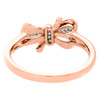 10K Rose Gold Diamond Bow Ring Ladies Right Hand Statement Band 0.10 CT.